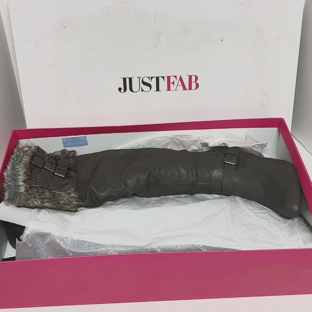 10 Women's Faux Fur Boots Grey Gray - Picture 5 of 6